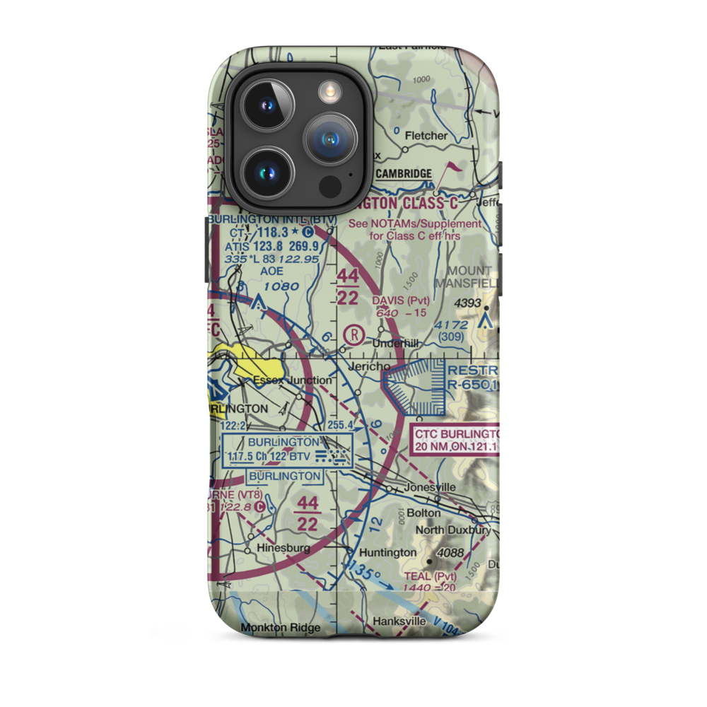 Davis Private Airport (VT45) VFR Sectional  Tough iPhone Case iPhone 16 Pro Max model shown