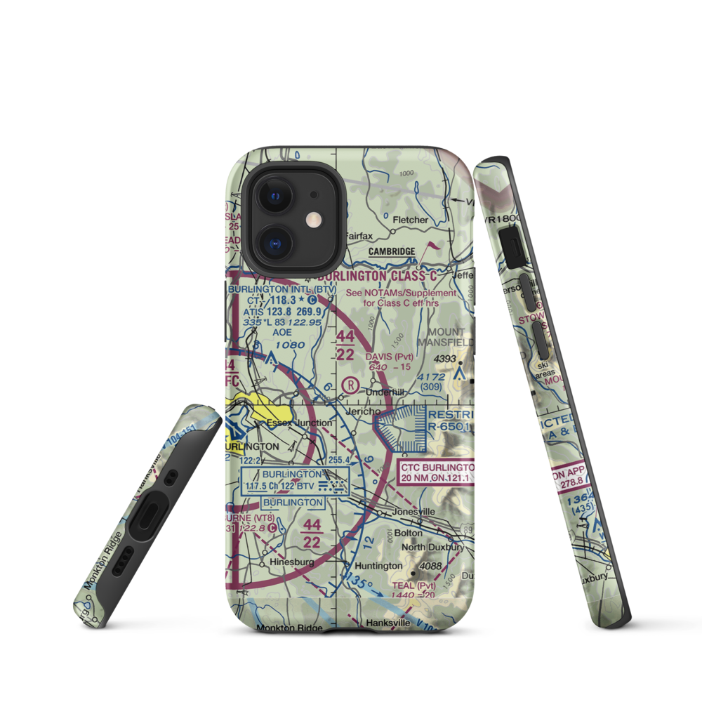 Davis Private Airport (VT45) VFR Sectional  Tough iPhone Case iPhone 12 mini model shown