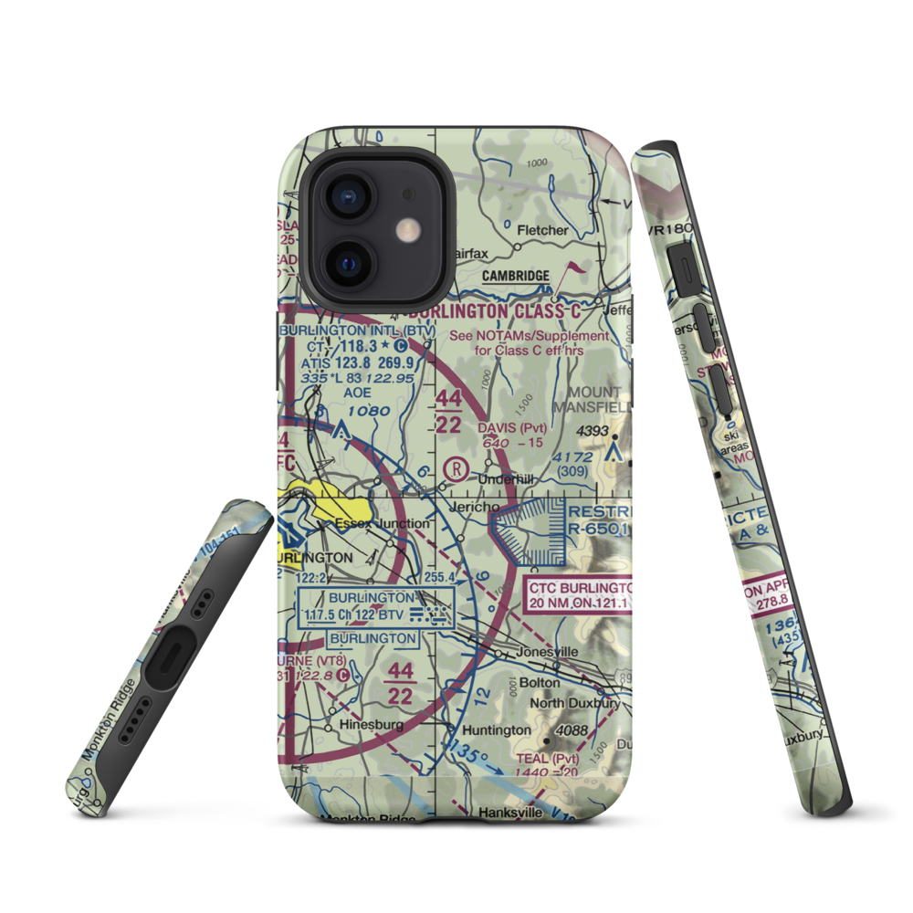 Davis Private Airport (VT45) VFR Sectional  Tough iPhone Case iPhone 12 model shown