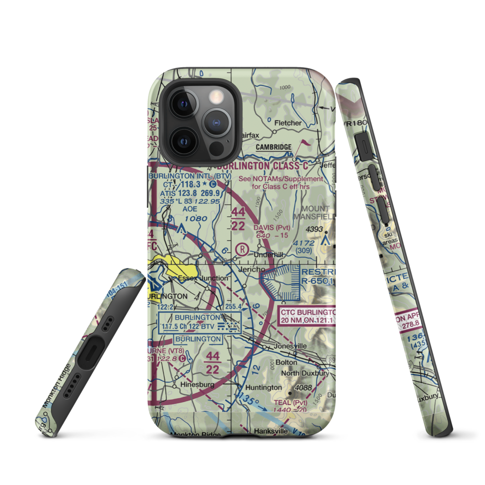 Davis Private Airport (VT45) VFR Sectional  Tough iPhone Case iPhone 12 Pro model shown