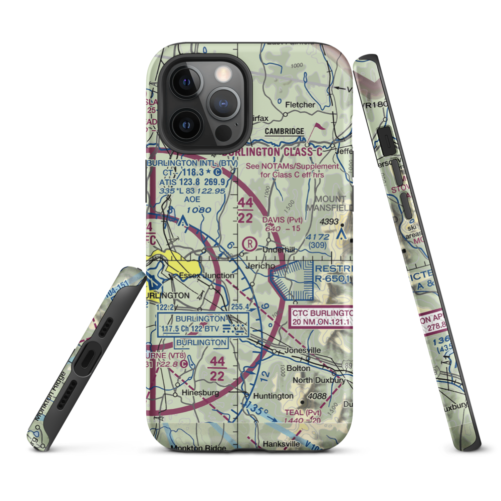 Davis Private Airport (VT45) VFR Sectional  Tough iPhone Case iPhone 12 Pro Max model shown
