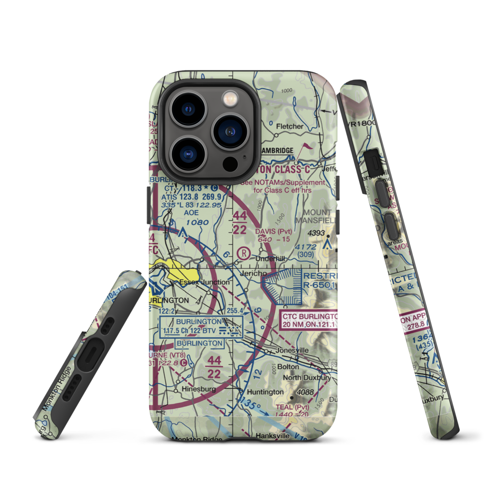 Davis Private Airport (VT45) VFR Sectional  Tough iPhone Case iPhone 13 Pro model shown