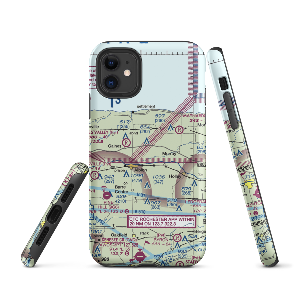 Dawn Patrol Aviation Airport (NK31) VFR Sectional  Tough iPhone Case iPhone 11 model shown