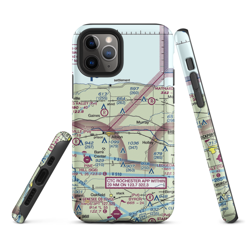 Dawn Patrol Aviation Airport (NK31) VFR Sectional  Tough iPhone Case iPhone 11 Pro model shown