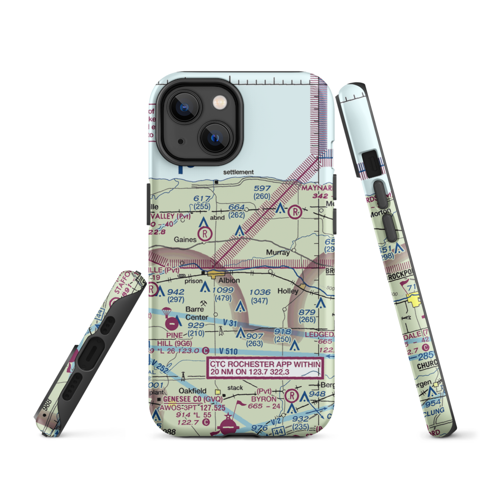 Dawn Patrol Aviation Airport (NK31) VFR Sectional  Tough iPhone Case iPhone 14 model shown