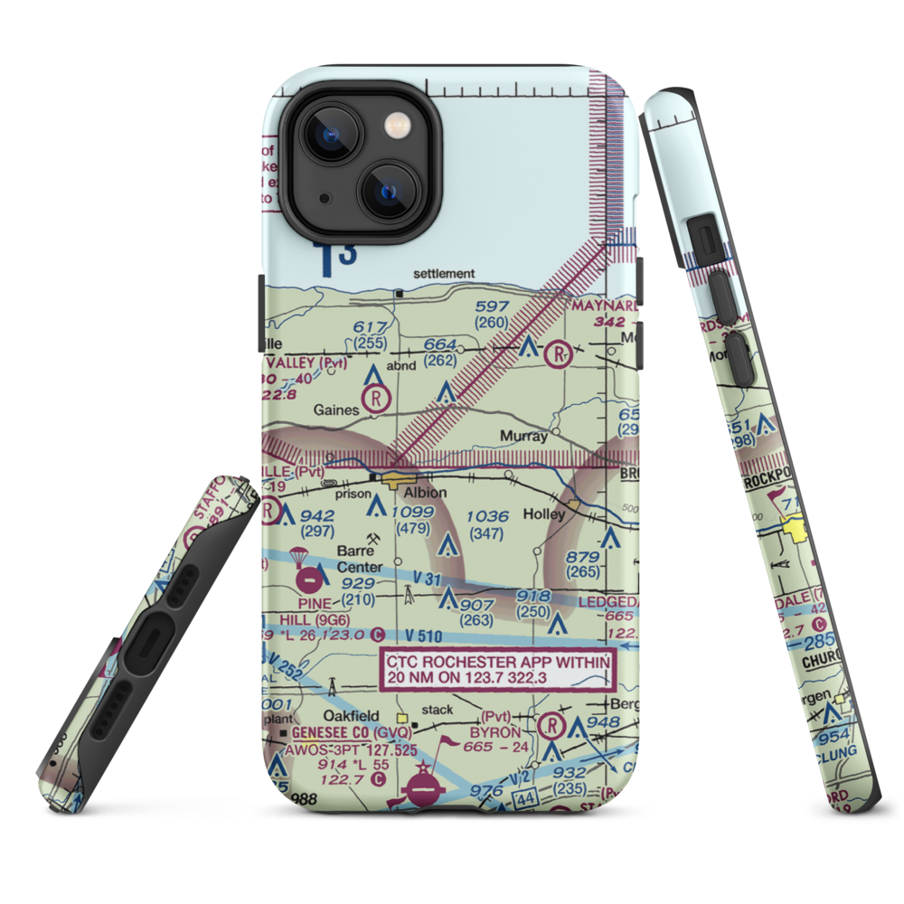 Dawn Patrol Aviation Airport (NK31) VFR Sectional  Tough iPhone Case iPhone 14 Plus model shown