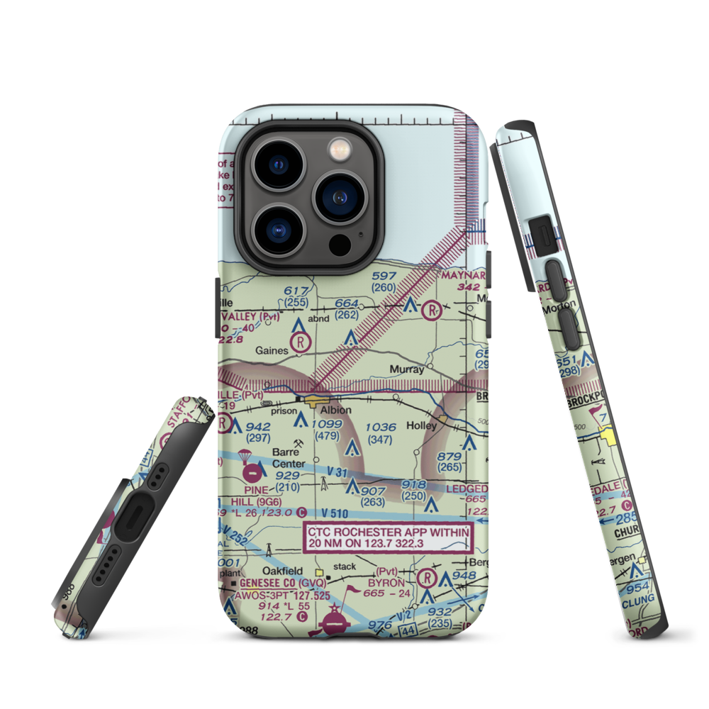 Dawn Patrol Aviation Airport (NK31) VFR Sectional  Tough iPhone Case iPhone 14 Pro model shown