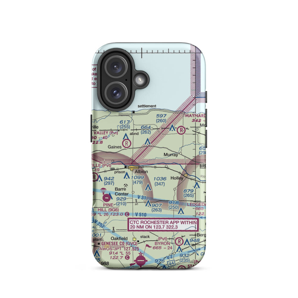 Dawn Patrol Aviation Airport (NK31) VFR Sectional  Tough iPhone Case iPhone 16 model shown