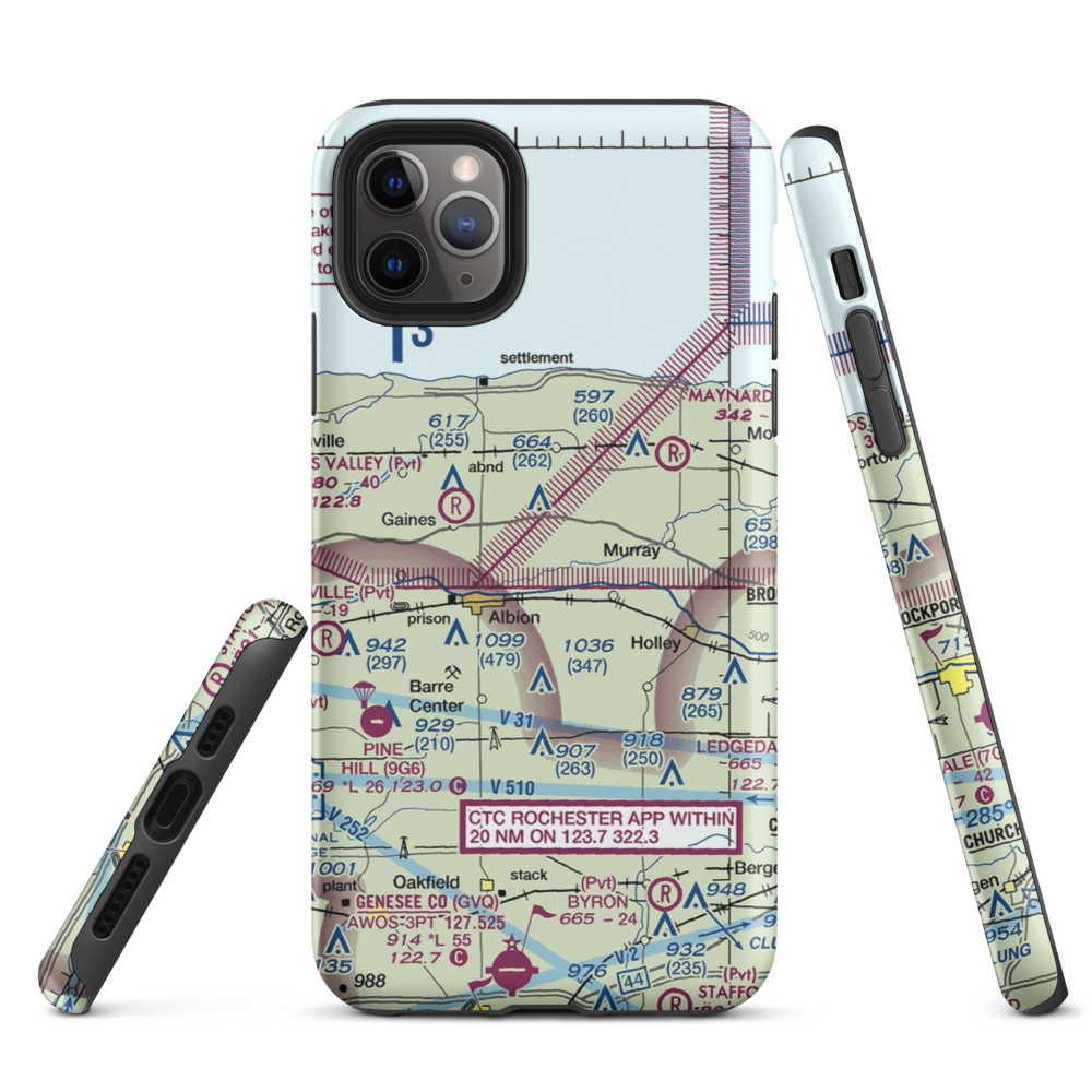Dawn Patrol Aviation Airport (NK31) VFR Sectional  Tough iPhone Case iPhone 11 Pro Max model shown