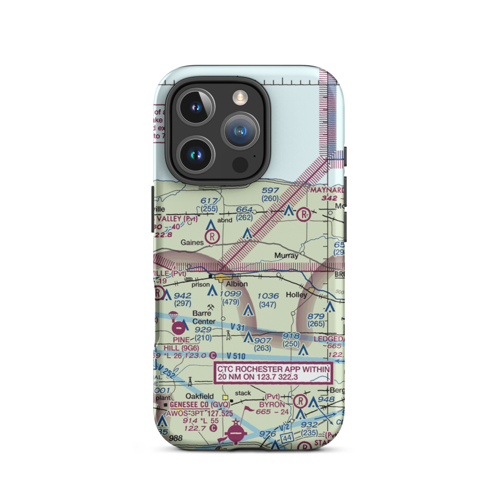 Dawn Patrol Aviation Airport (NK31) VFR Sectional  Tough iPhone Case iPhone 16 Pro model shown