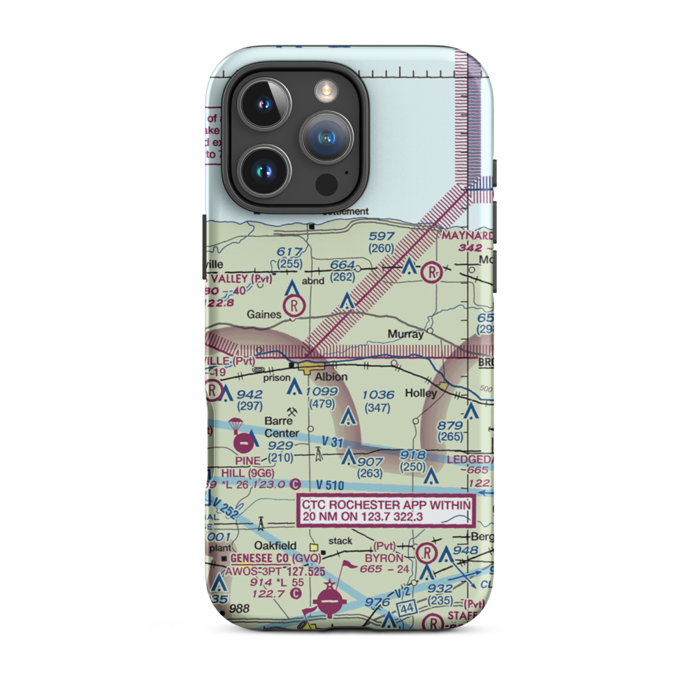 Dawn Patrol Aviation Airport (NK31) VFR Sectional  Tough iPhone Case iPhone 16 Pro Max model shown