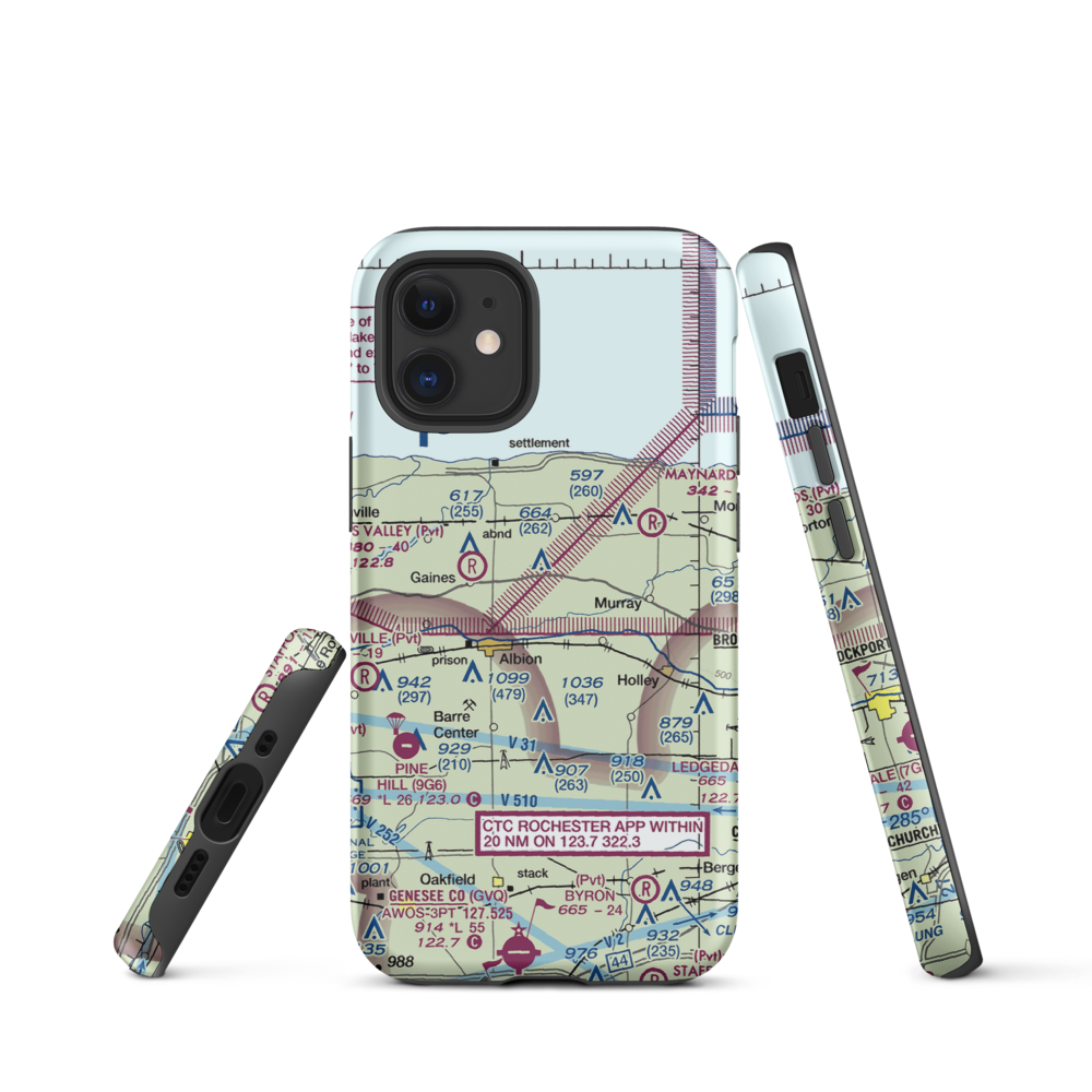 Dawn Patrol Aviation Airport (NK31) VFR Sectional  Tough iPhone Case iPhone 12 mini model shown