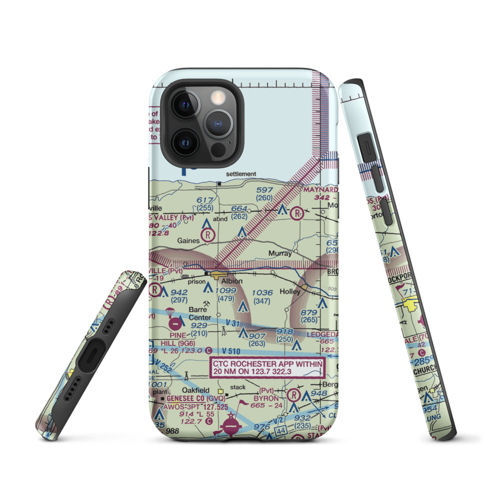 Dawn Patrol Aviation Airport (NK31) VFR Sectional  Tough iPhone Case iPhone 12 Pro model shown
