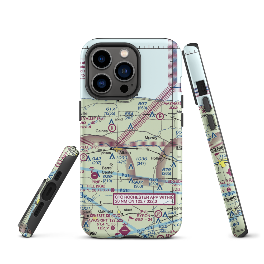 Dawn Patrol Aviation Airport (NK31) VFR Sectional  Tough iPhone Case iPhone 13 Pro model shown