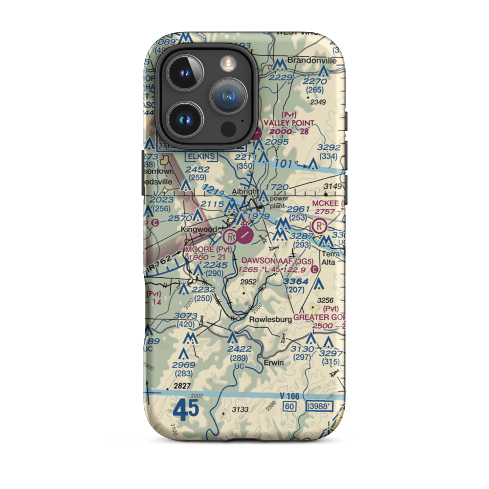 Dawson Army Air Field (3G5) VFR Sectional  Tough iPhone Case iPhone 16 Pro Max model shown