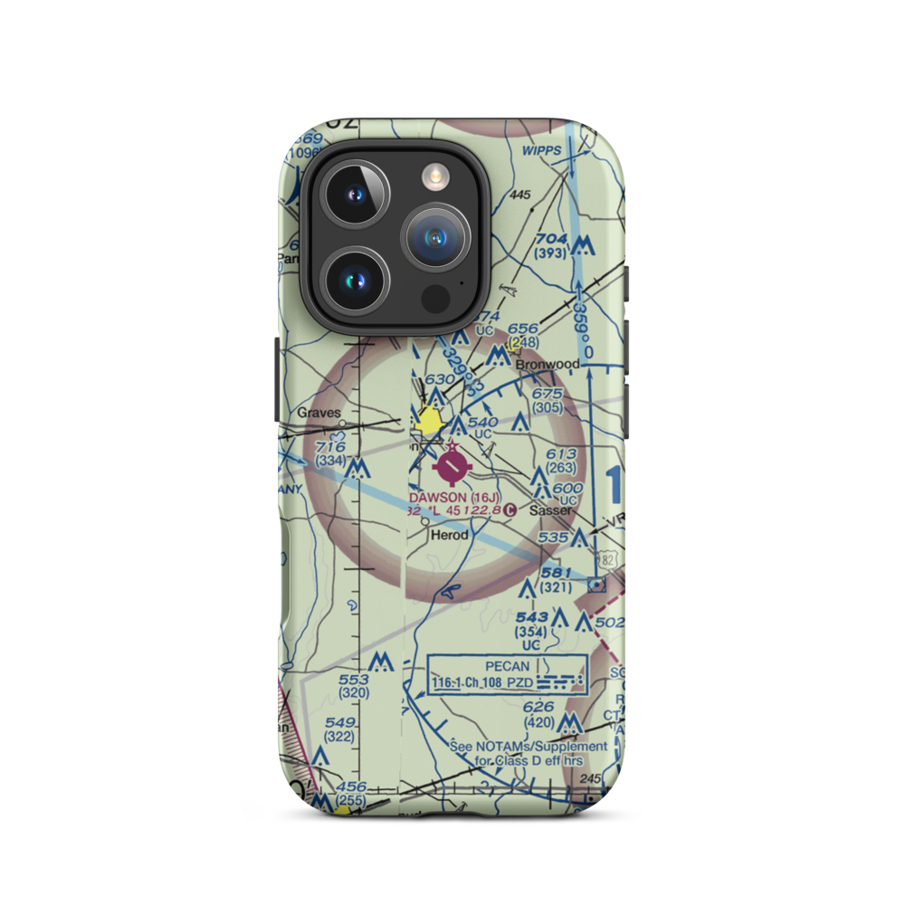 Dawson Municipal Airport (16J) VFR Sectional  Tough iPhone Case iPhone 16 Pro model shown