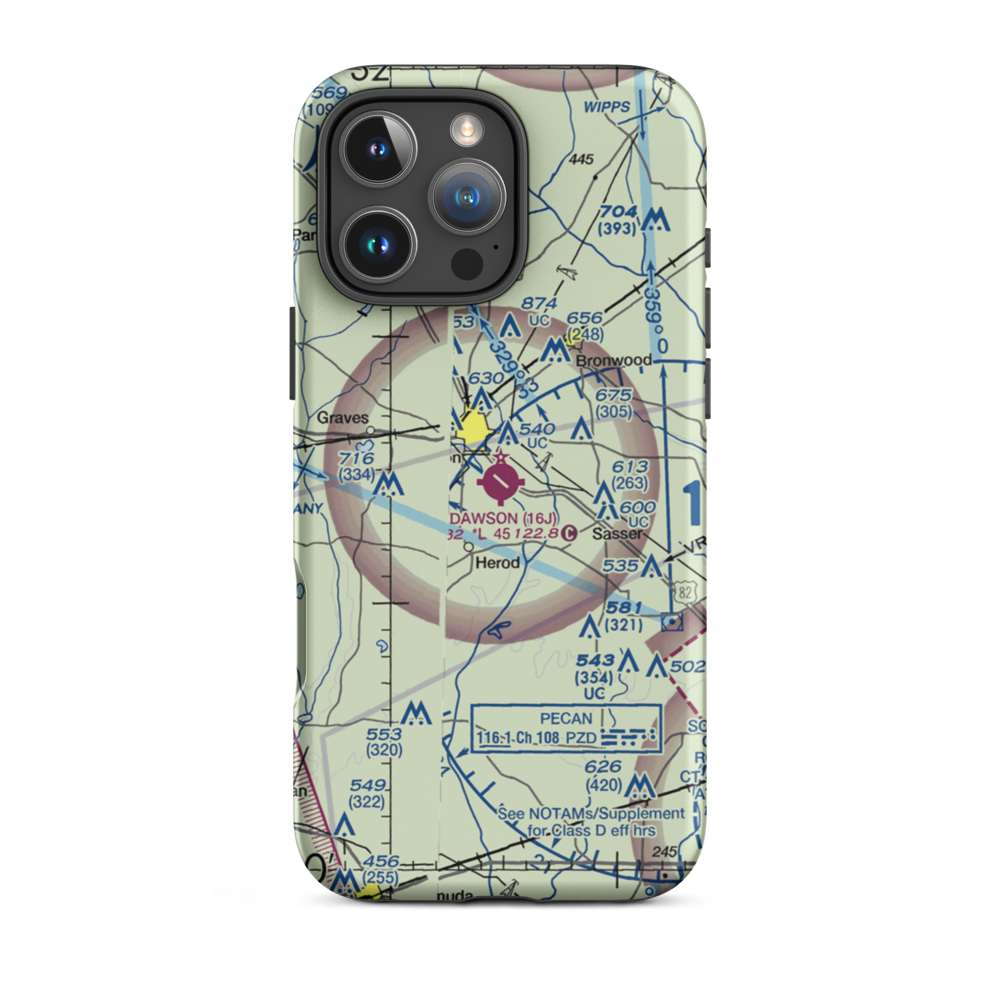 Dawson Municipal Airport (16J) VFR Sectional  Tough iPhone Case iPhone 16 Pro Max model shown