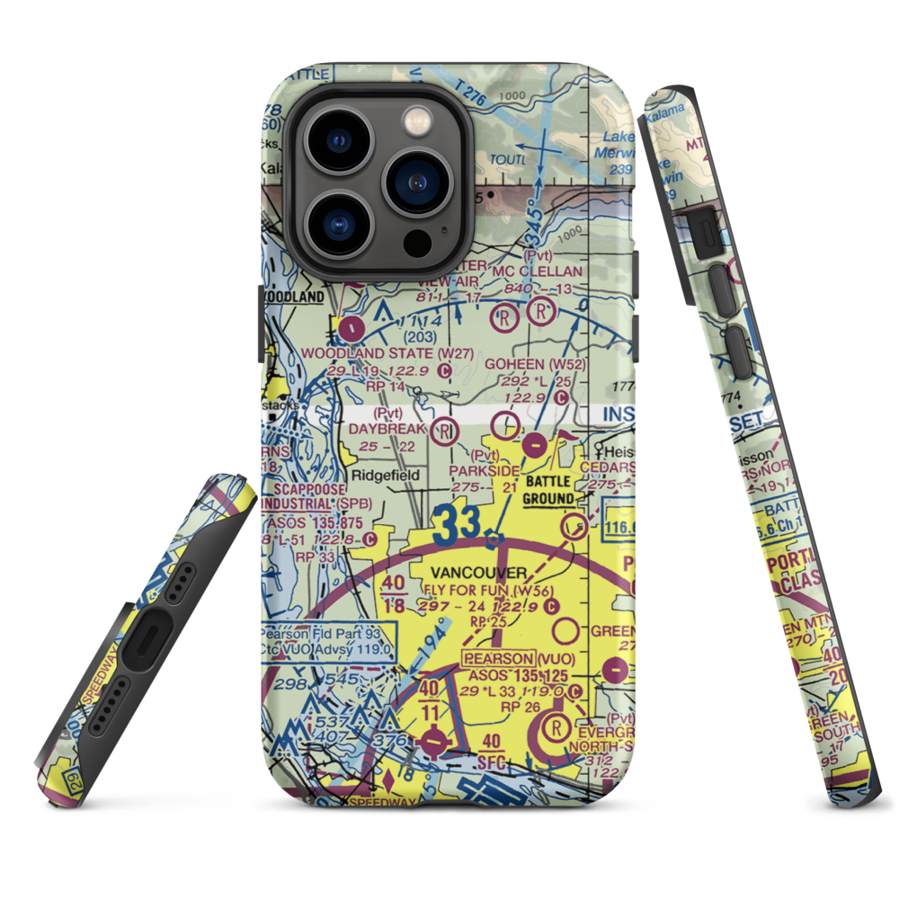 Daybreak Airport (WA46) VFR Sectional  Tough iPhone Case iPhone 14 Pro Max model shown