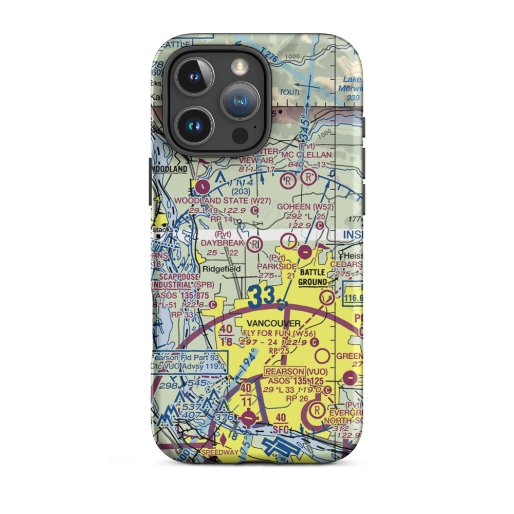 Daybreak Airport (WA46) VFR Sectional  Tough iPhone Case iPhone 16 Pro Max model shown