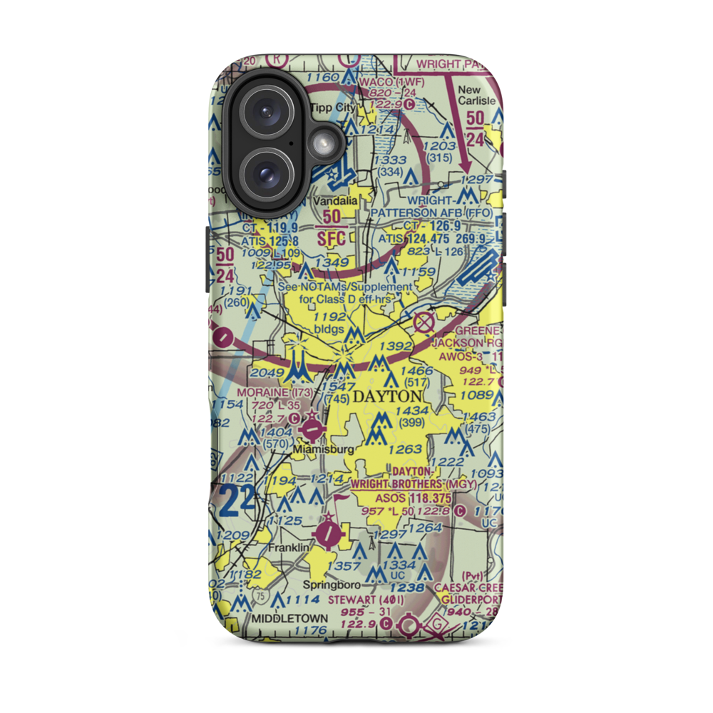 Dayton Transportation Center Heliport (5D7) VFR Sectional  Tough iPhone Case iPhone 16 Plus model shown