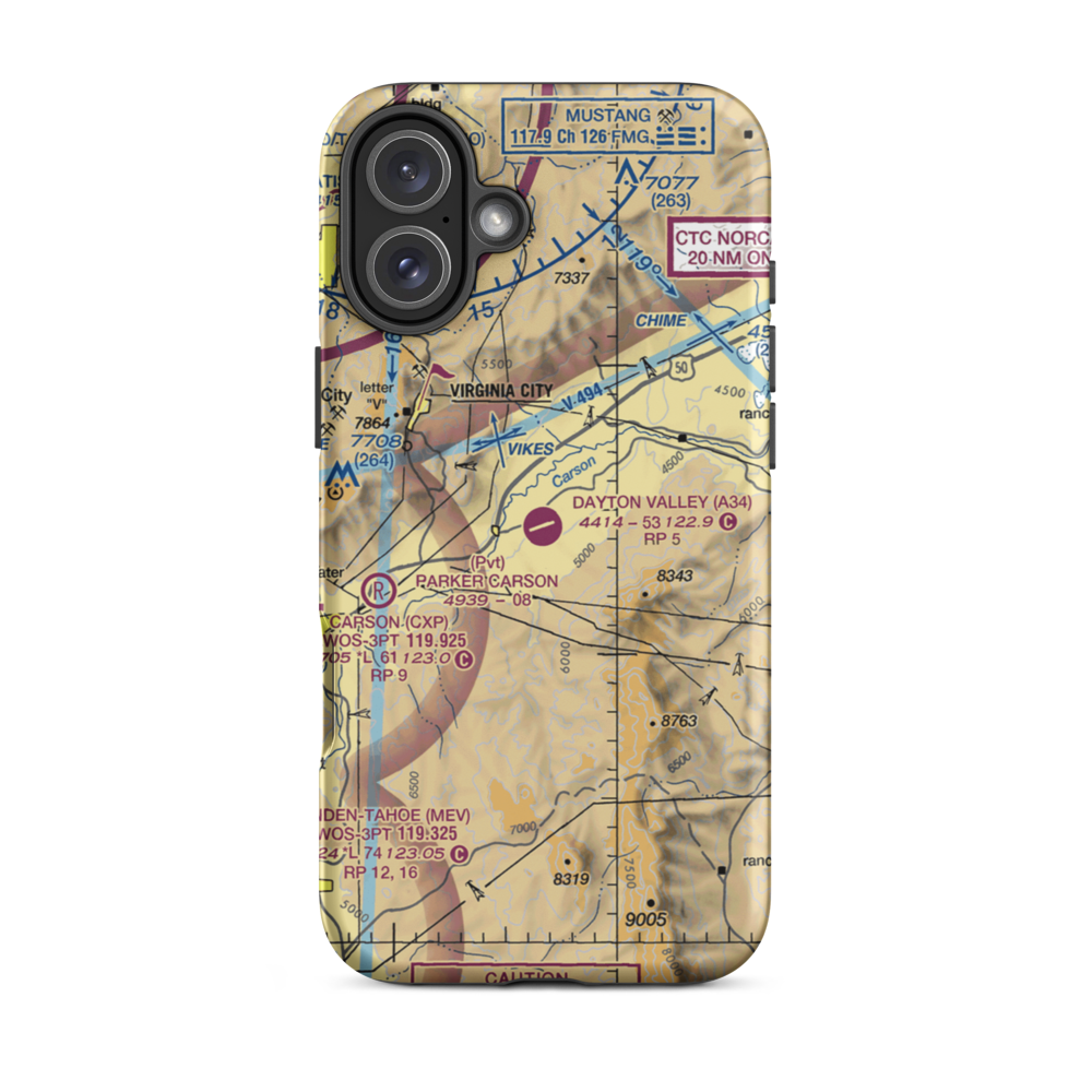 Dayton Valley Airpark (A34) VFR Sectional  Tough iPhone Case iPhone 16 Plus model shown
