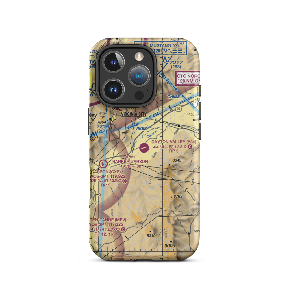 Dayton Valley Airpark (A34) VFR Sectional  Tough iPhone Case iPhone 16 Pro model shown