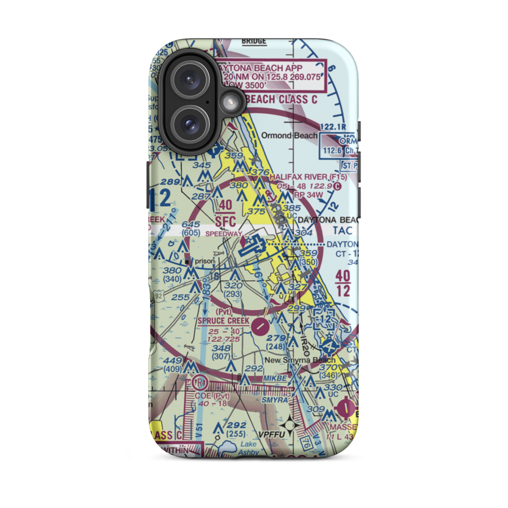 Daytona Beach International Airport (DAB) VFR Sectional  Tough iPhone Case iPhone 16 Plus model shown