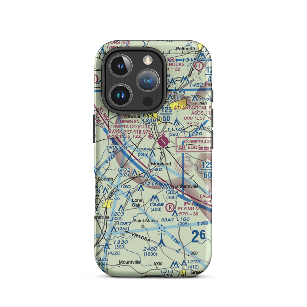 Dbaks Airport (91GA) VFR Sectional  Tough iPhone Case iPhone 16 Pro model shown