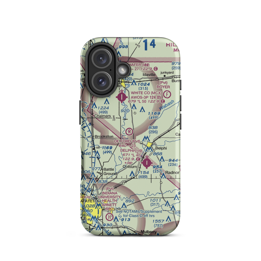 De Ford Airport (4II0) VFR Sectional  Tough iPhone Case iPhone 16 model shown