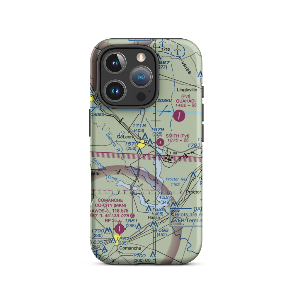 De Leon Municipal Airport (04F) VFR Sectional  Tough iPhone Case iPhone 16 Pro model shown