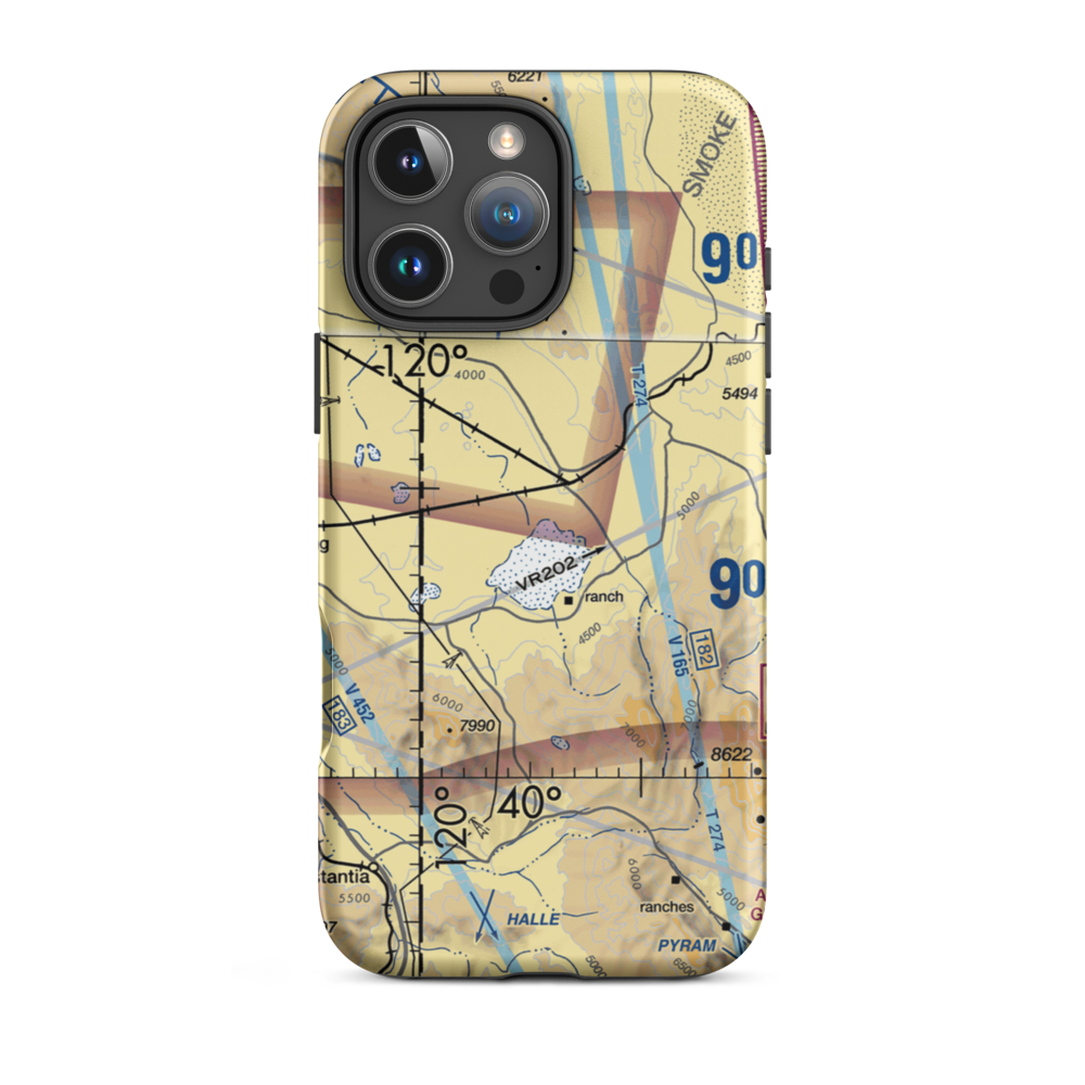 Dead Cow Lakebed Airstrip (HSFIDCL) VFR Sectional  Tough iPhone Case iPhone 16 Pro Max model shown