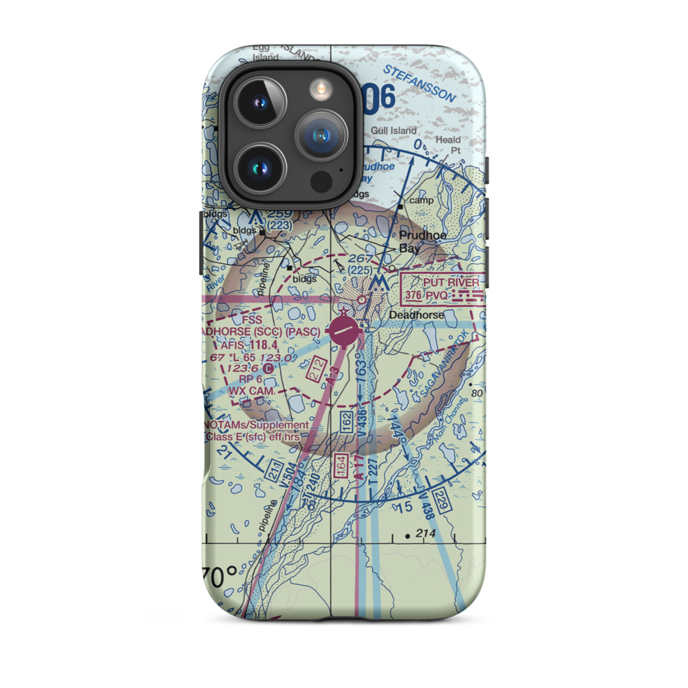 Deadhorse Airport (SCC) VFR Sectional  Tough iPhone Case iPhone 16 Pro Max model shown