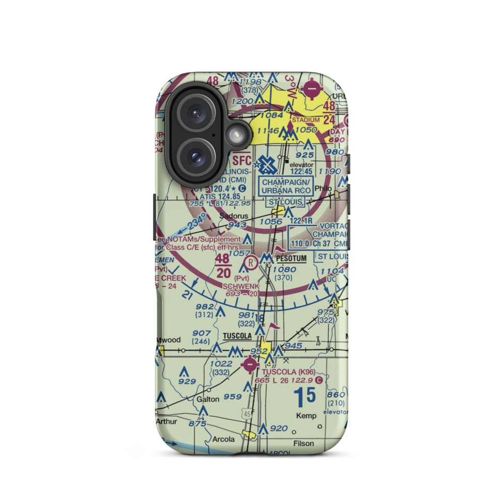 Dean Schwenk RLA Airport (89IL) VFR Sectional  Tough iPhone Case iPhone 16 model shown