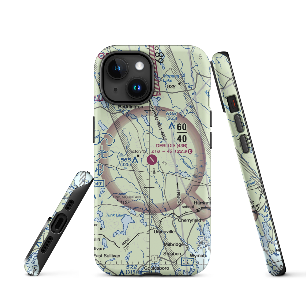 Deblois Flight Strip (43B) VFR Sectional  Tough iPhone Case iPhone 15 model shown