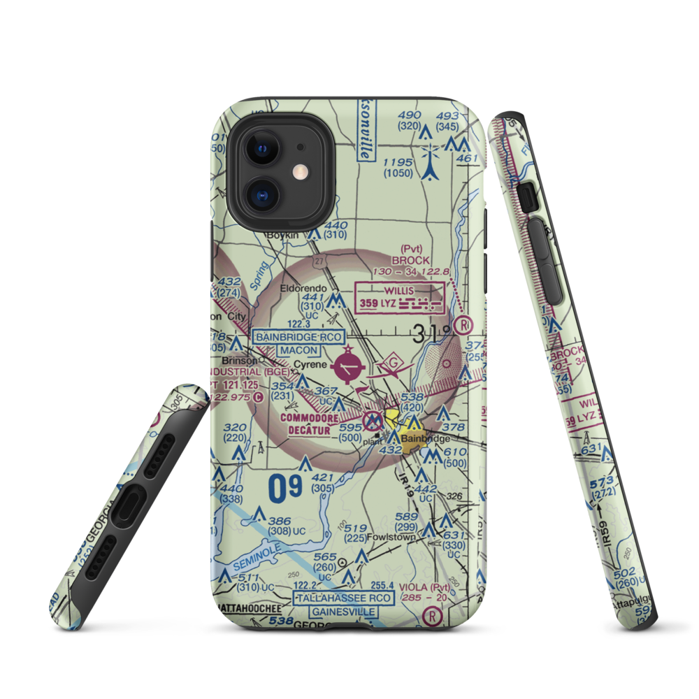 Decatur County Industrial Air Park (BGE) VFR Sectional  Tough iPhone Case iPhone 11 model shown