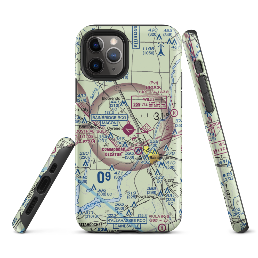 Decatur County Industrial Air Park (BGE) VFR Sectional  Tough iPhone Case iPhone 11 Pro model shown