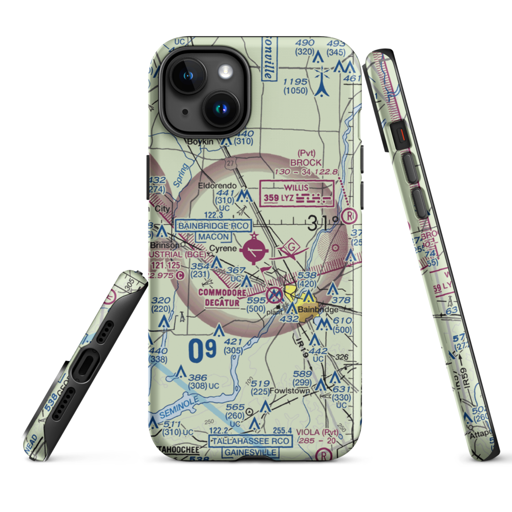 Decatur County Industrial Air Park (BGE) VFR Sectional  Tough iPhone Case iPhone 15 Plus model shown