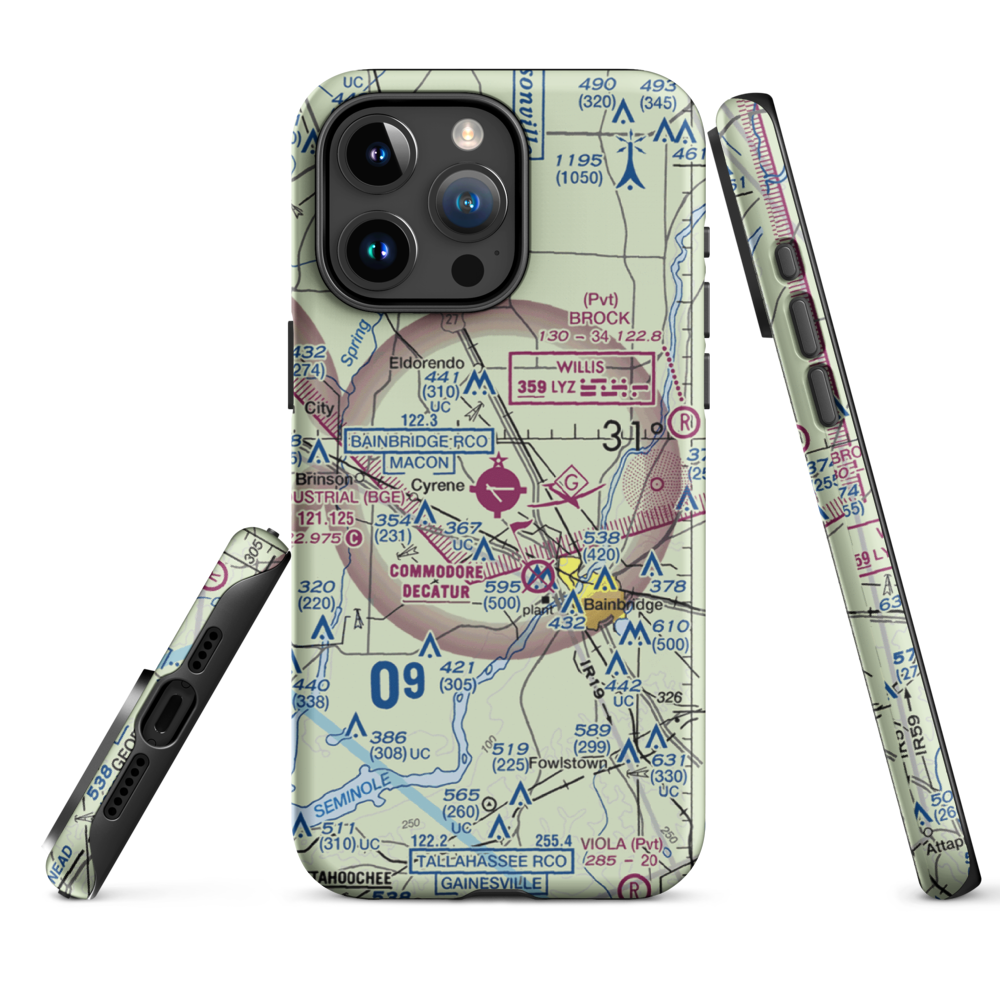 Decatur County Industrial Air Park (BGE) VFR Sectional  Tough iPhone Case iPhone 15 Pro Max model shown
