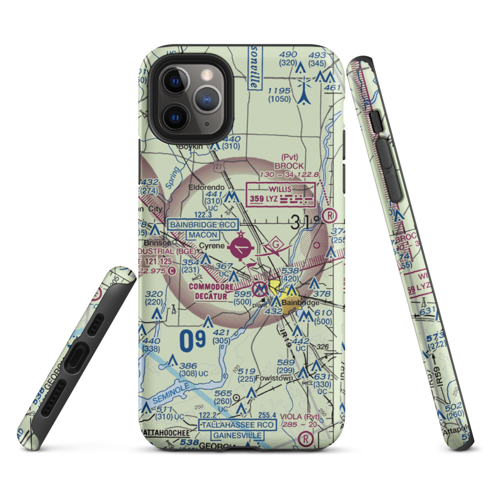 Decatur County Industrial Air Park (BGE) VFR Sectional  Tough iPhone Case iPhone 11 Pro Max model shown