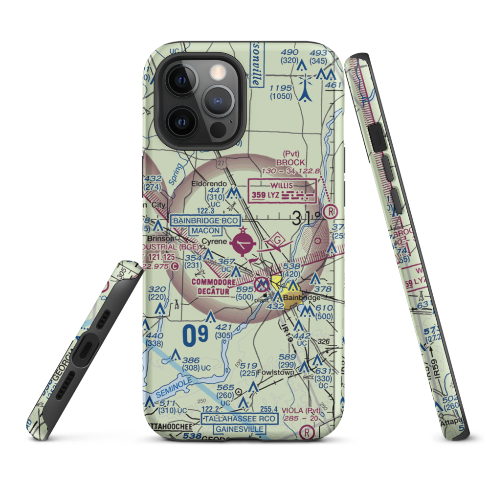 Decatur County Industrial Air Park (BGE) VFR Sectional  Tough iPhone Case iPhone 12 Pro Max model shown