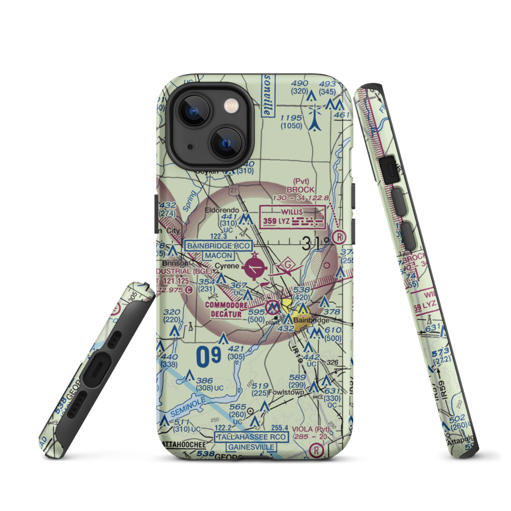Decatur County Industrial Air Park (BGE) VFR Sectional  Tough iPhone Case iPhone 13 model shown