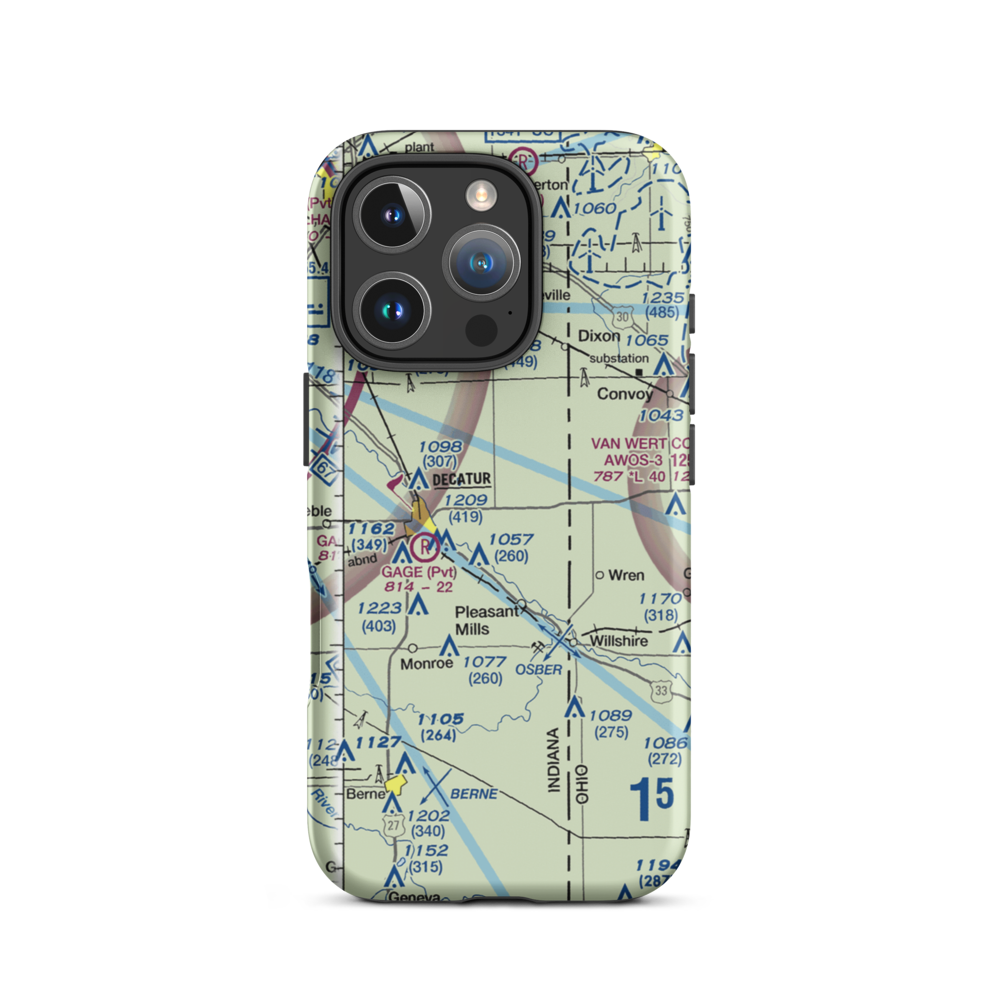 Decatur HI-Way Airfield (DCR) VFR Sectional  Tough iPhone Case iPhone 16 Pro model shown