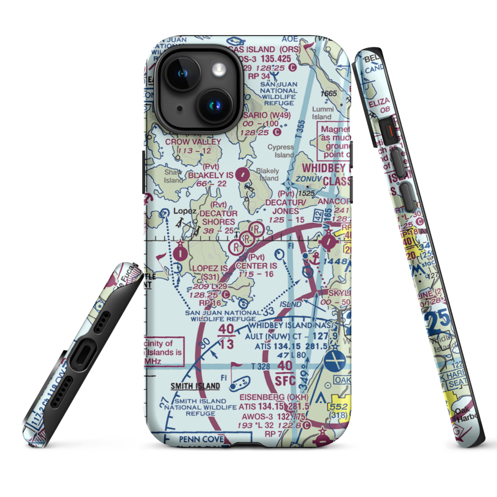 Decatur Shores Airport (WN07) VFR Sectional  Tough iPhone Case iPhone 15 Plus model shown