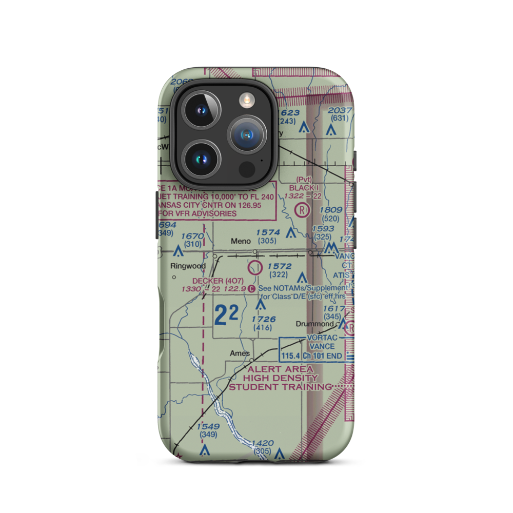 Decker Field (4O7) VFR Sectional  Tough iPhone Case iPhone 16 Pro model shown