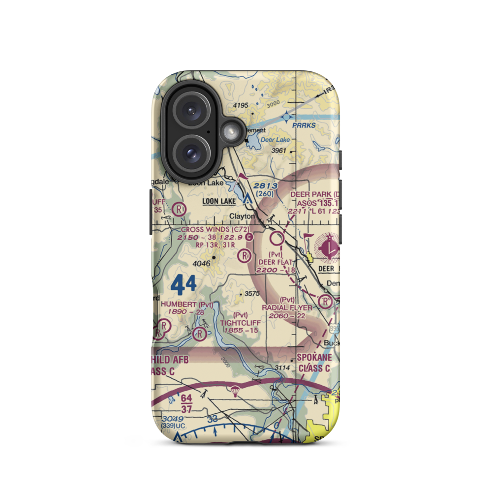 Deer Flat Airport (WA52) VFR Sectional  Tough iPhone Case iPhone 16 model shown