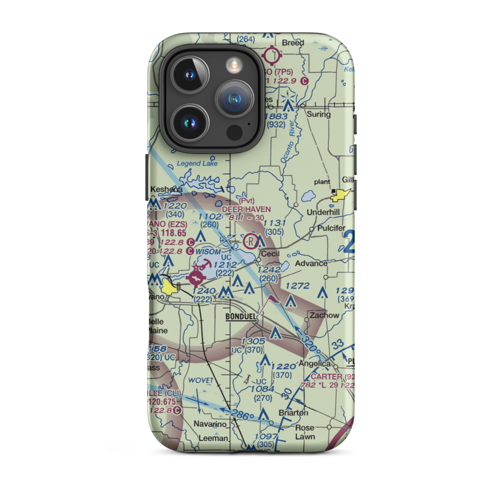 Deer Haven Ranch Airport (WI60) VFR Sectional  Tough iPhone Case iPhone 16 Pro Max model shown