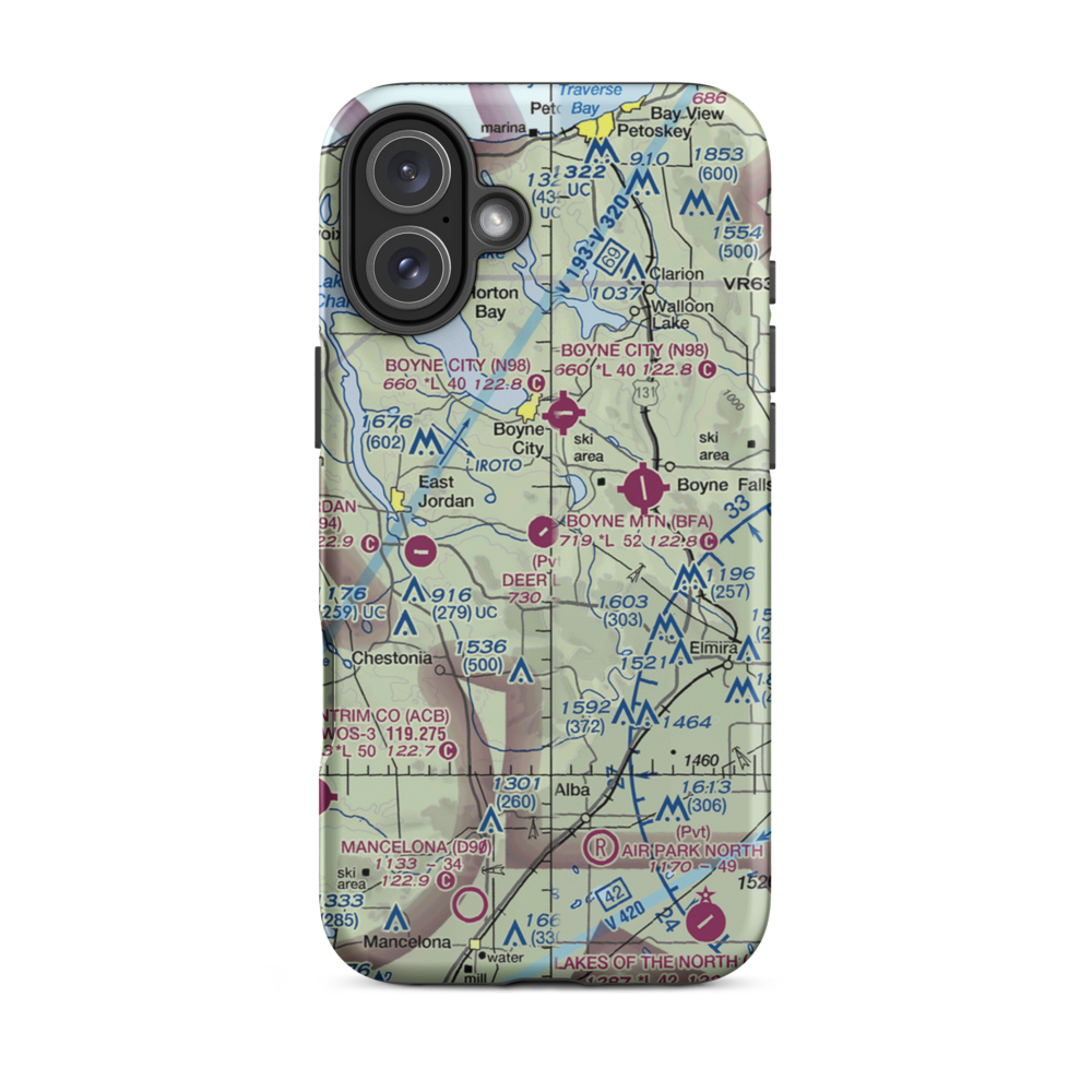 Deer Lake Airpark (MI24) VFR Sectional  Tough iPhone Case iPhone 16 Plus model shown