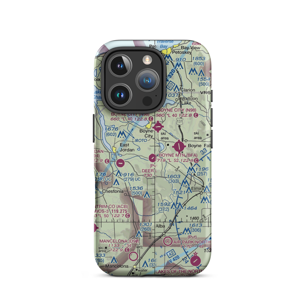 Deer Lake Airpark (MI24) VFR Sectional  Tough iPhone Case iPhone 16 Pro model shown