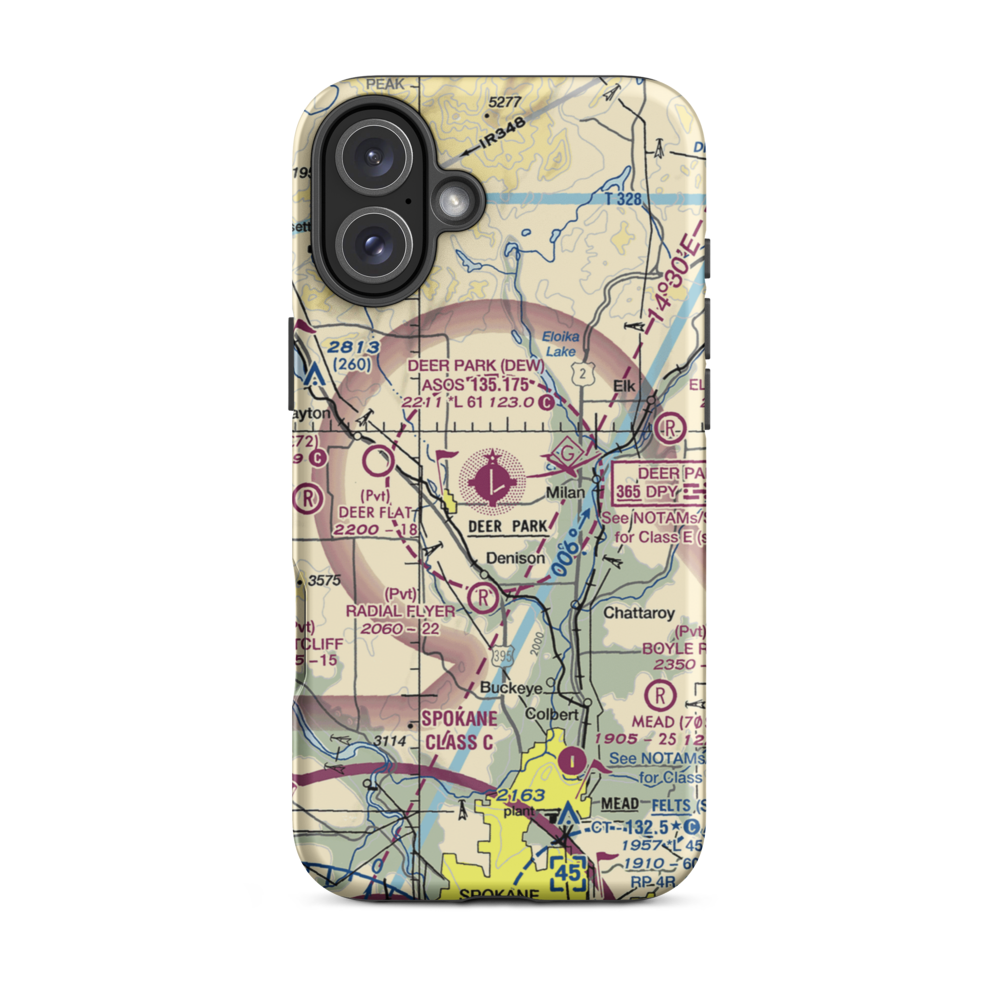 Deer Park Airport (DEW) VFR Sectional  Tough iPhone Case iPhone 16 Plus model shown