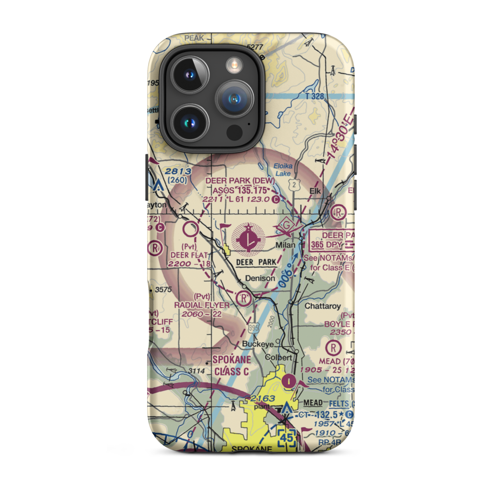 Deer Park Airport (DEW) VFR Sectional  Tough iPhone Case iPhone 16 Pro Max model shown